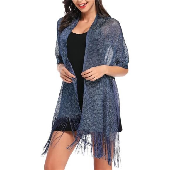 Sparkling Metallic Shawls and Wraps for Evening Party/Wedding/Formal - Picture 2 of 6
